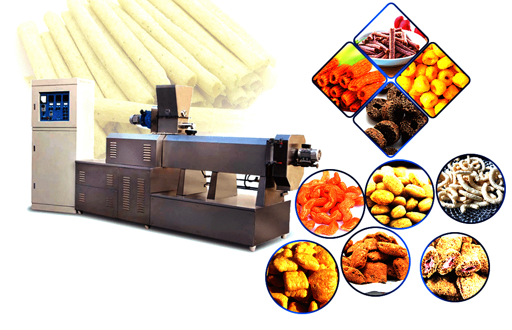 Automatic Twin Screw Extruder Machine Production Line snack extruder machine corn puff extruder machinery